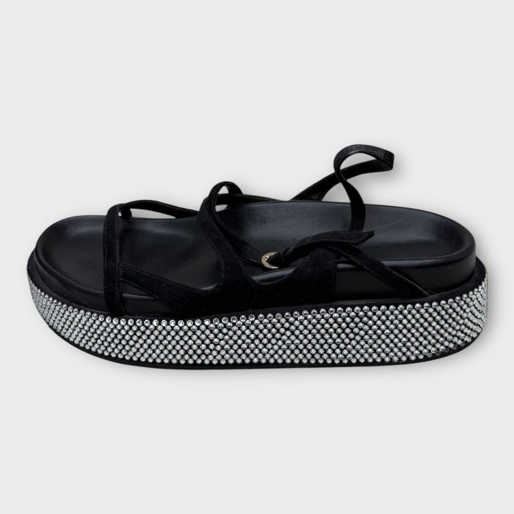 Black Diamante Platform Sandals
