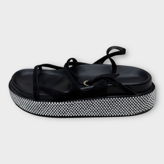 Black Diamante Platform Sandals
