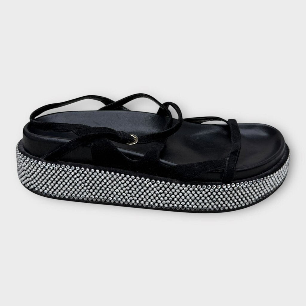 Black Diamante Platform Sandals
