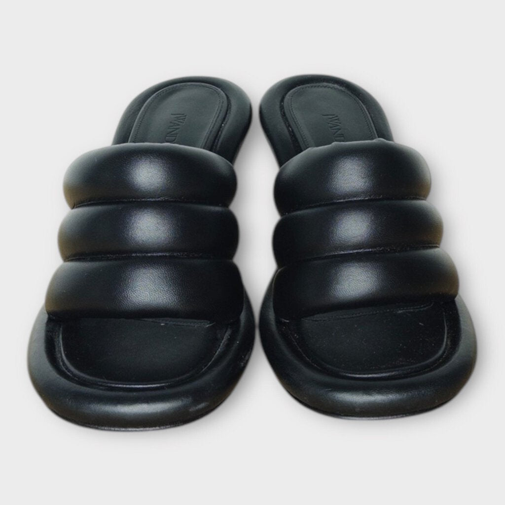 Black Bumper Tubular Mules & Box