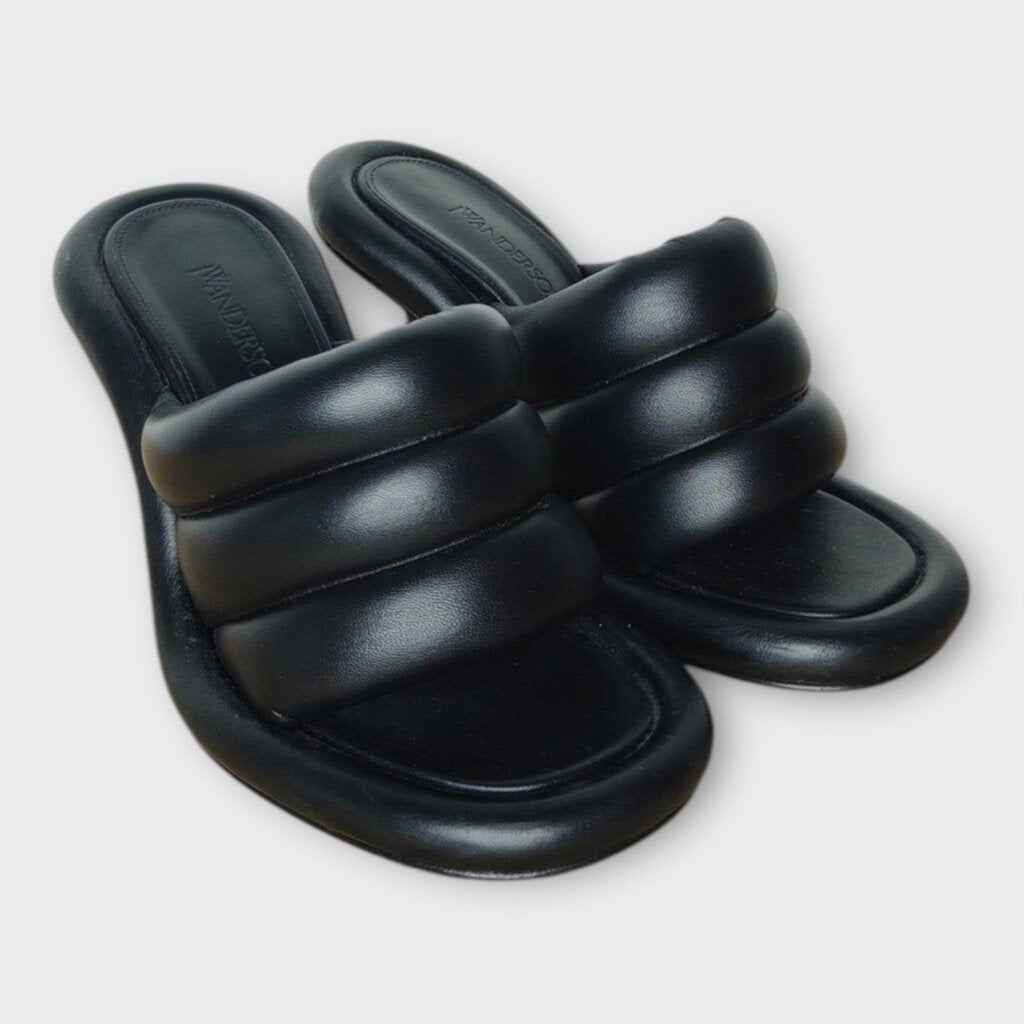 Black Bumper Tubular Mules & Box