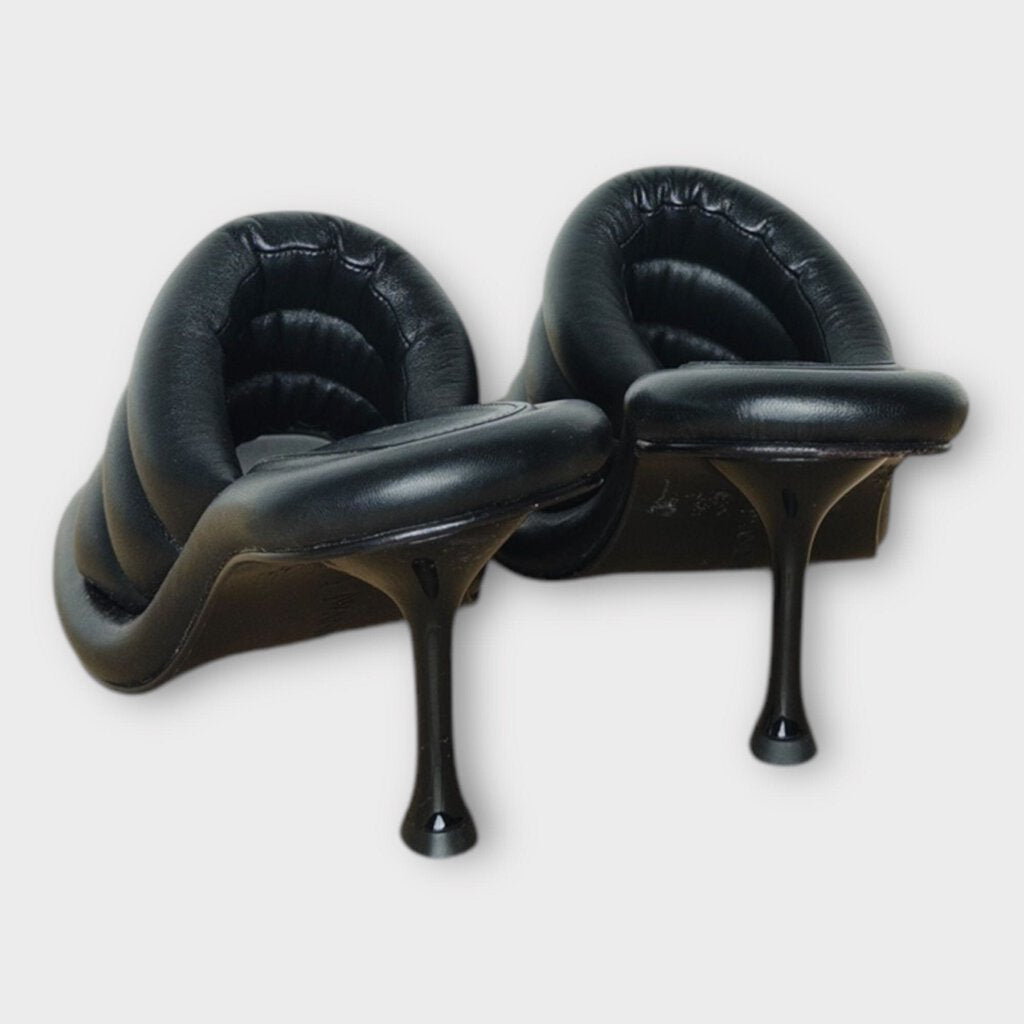 Black Bumper Tubular Mules & Box