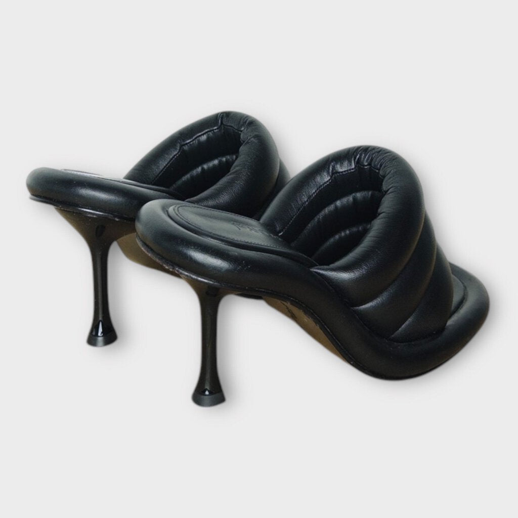 Black Bumper Tubular Mules & Box