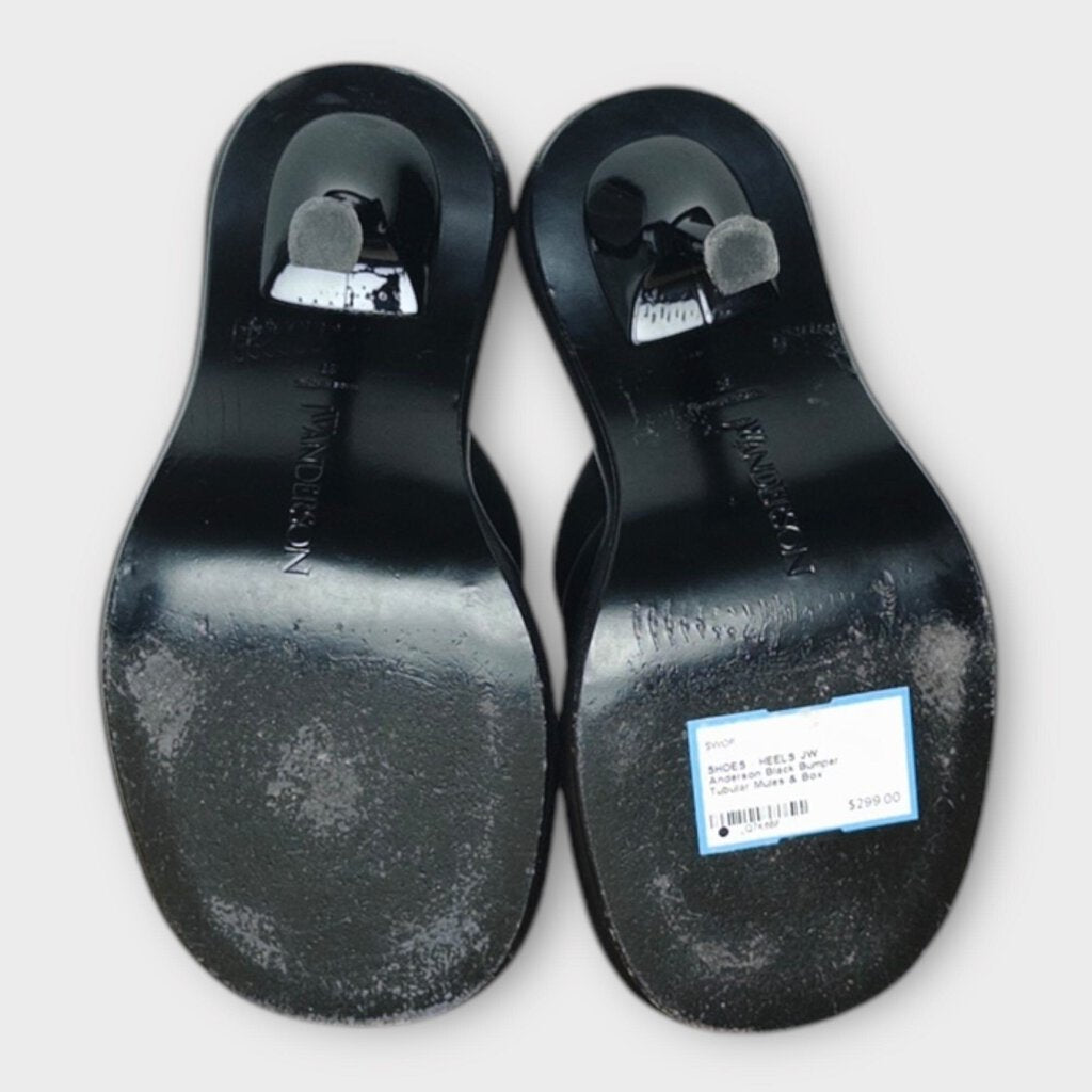 Black Bumper Tubular Mules & Box