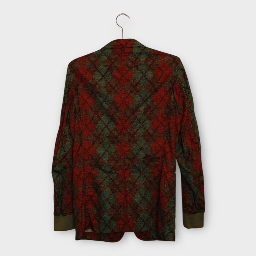 Red & Green Trompe L'oeil Argyle Blazer