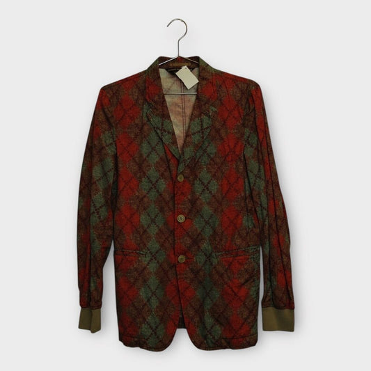 Red & Green Trompe L'oeil Argyle Blazer