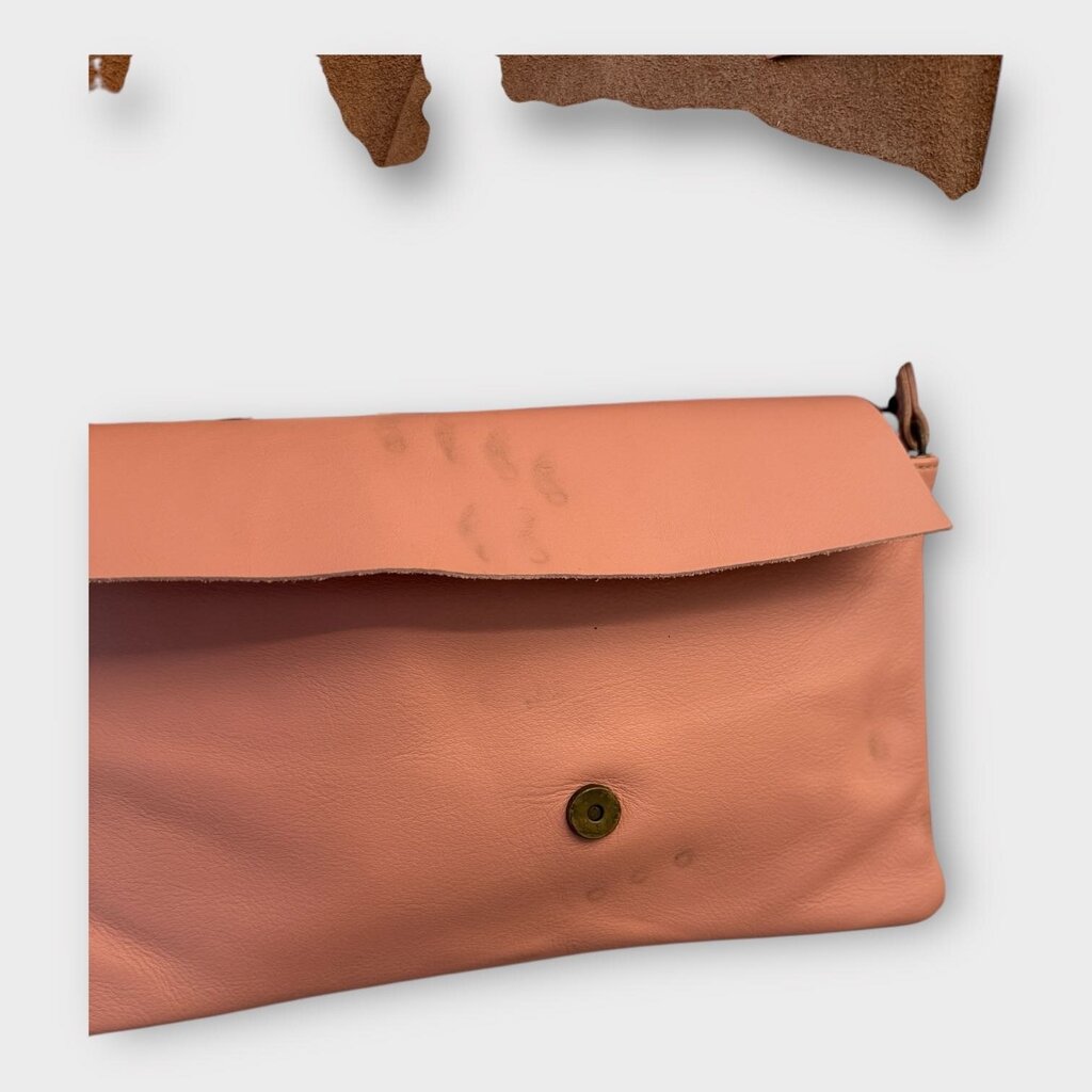 Pink & Brown Leather Belt Detail Bag