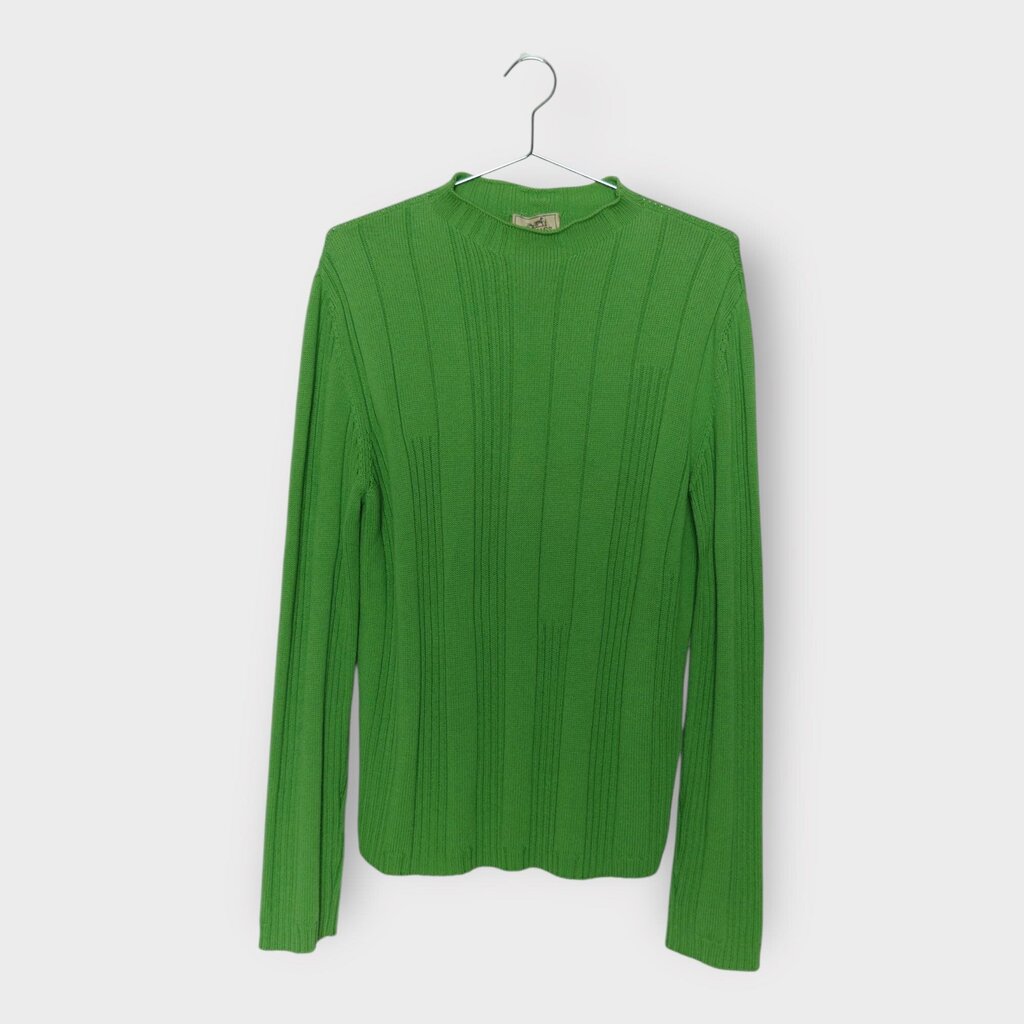 Green Ribbed Wool Knit Jumper