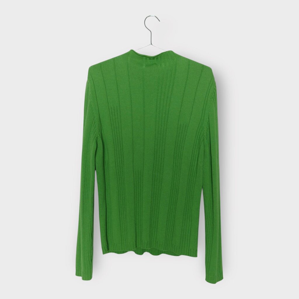 Green Ribbed Wool Knit Jumper