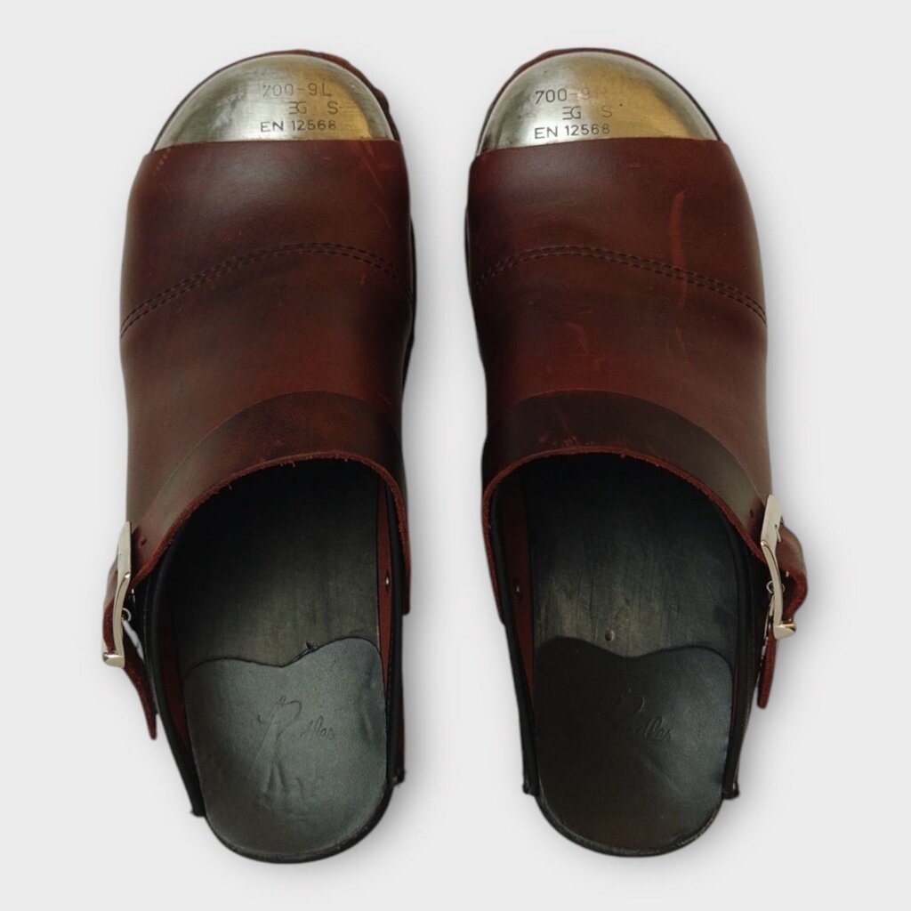 Maroon Leather Steel Toe Clogs