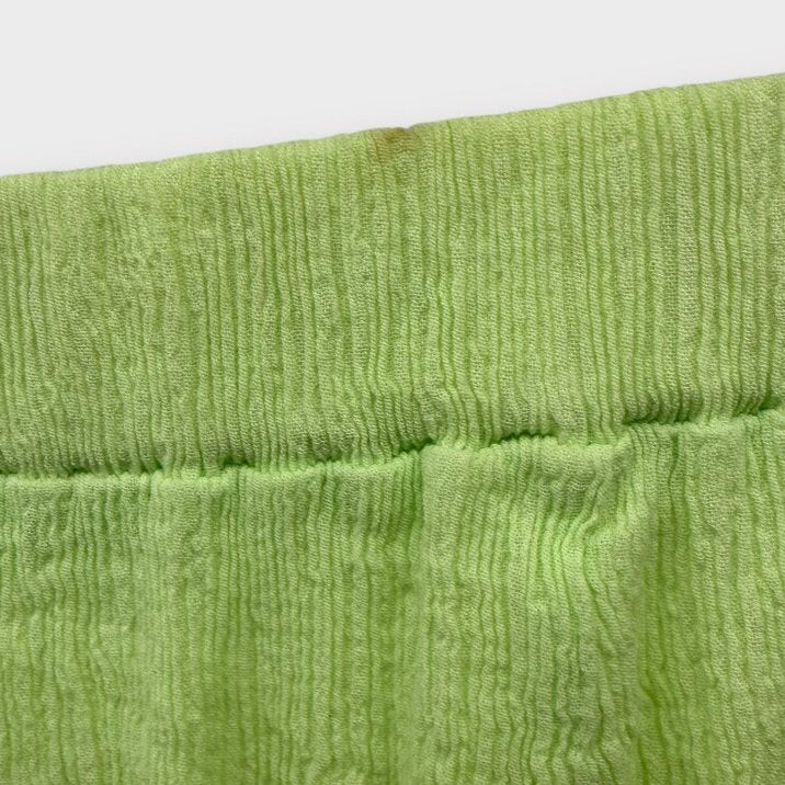 Green Stretch Crinkle Relax Fit Pant