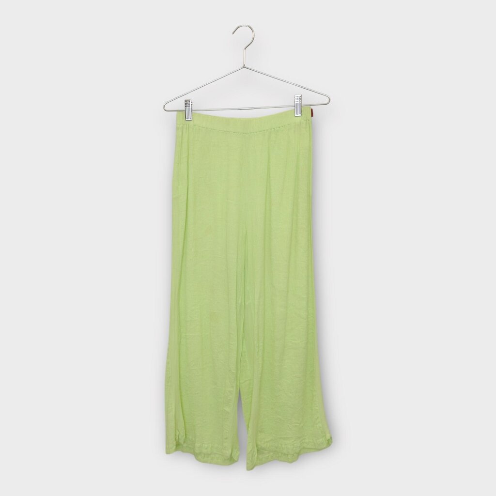 Haat by Issey Miyake Green Stretch Crinkle Relax Fit Pant
