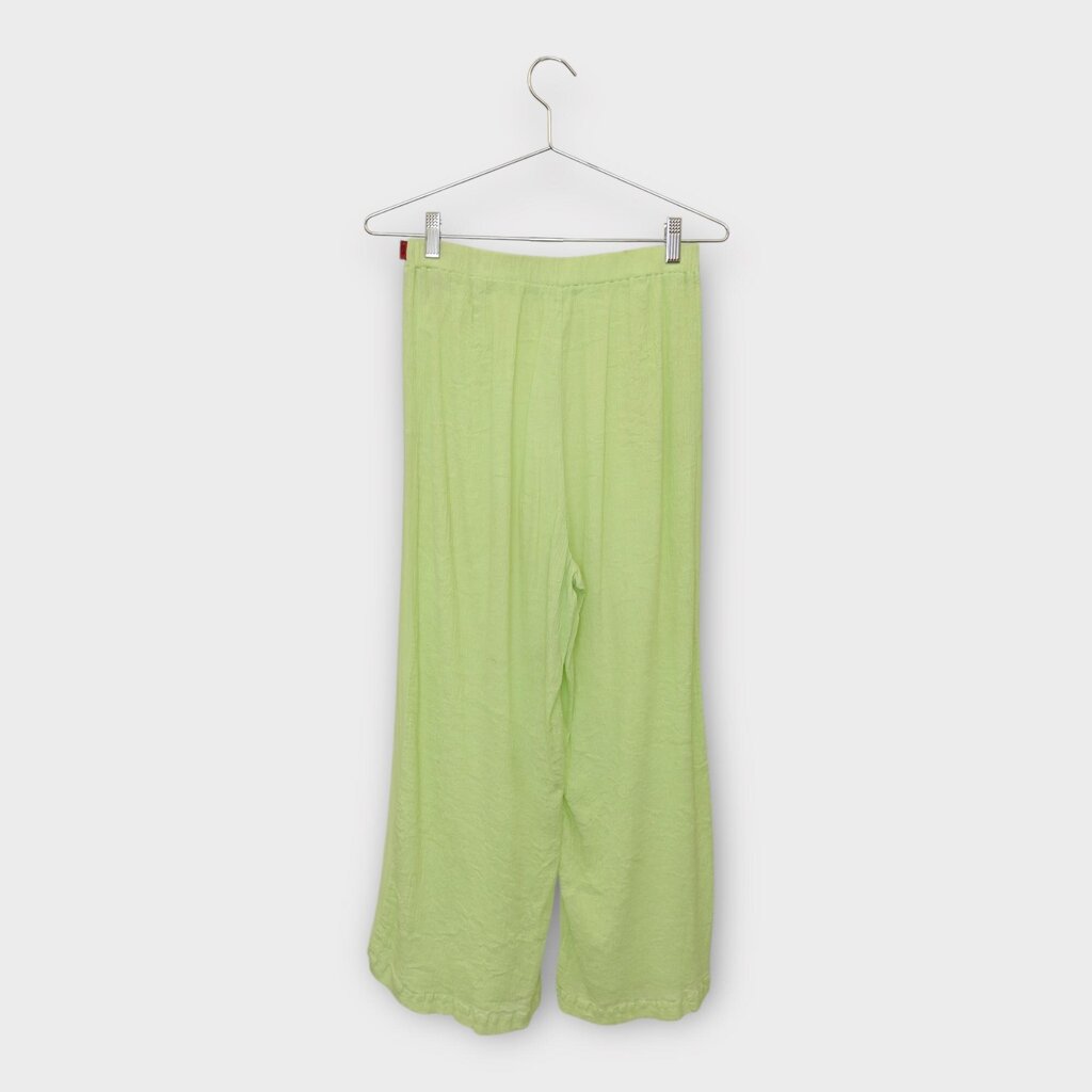 Haat by Issey Miyake Green Stretch Crinkle Relax Fit Pant