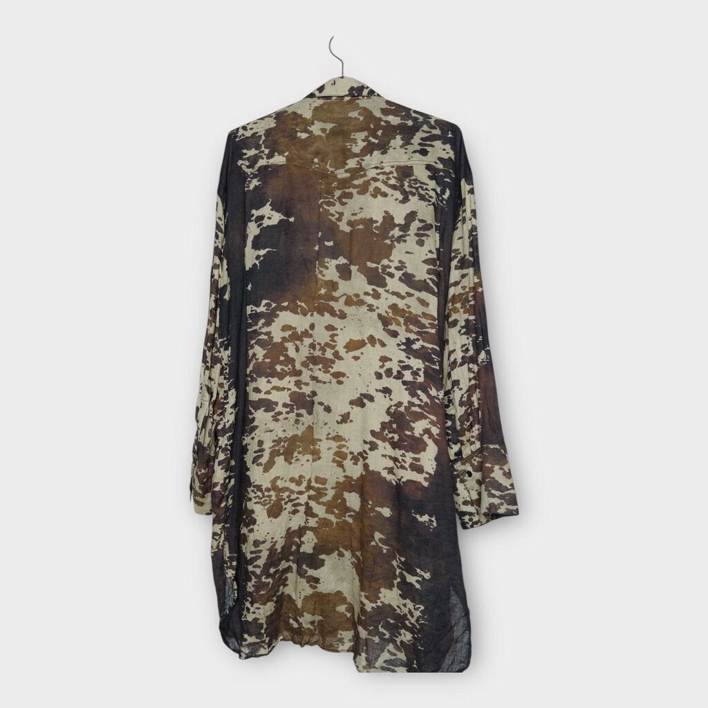 Camo Linen Press Stud Shirt Dress