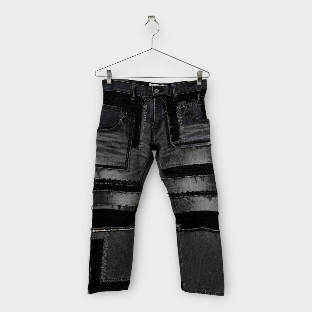 Black Denim Sequin Patchwork Jeans