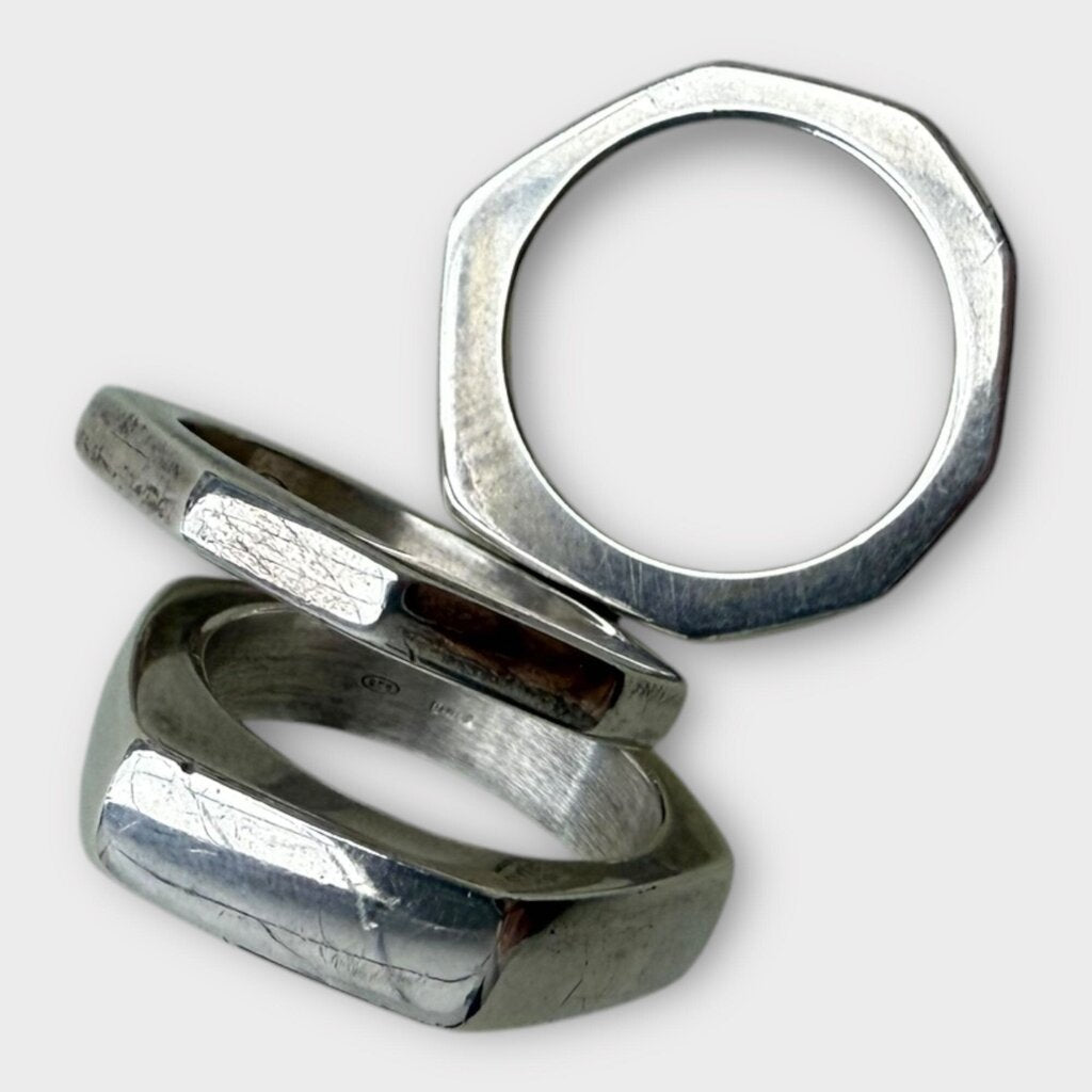 Silver 925 Hexagon Triple Ring Set & Box