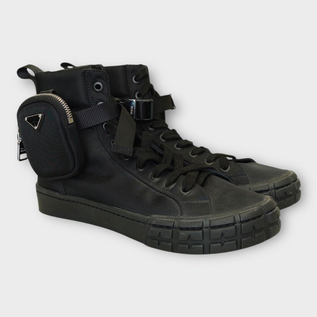 Black Re-Nylon Wheel High Top Sneaker