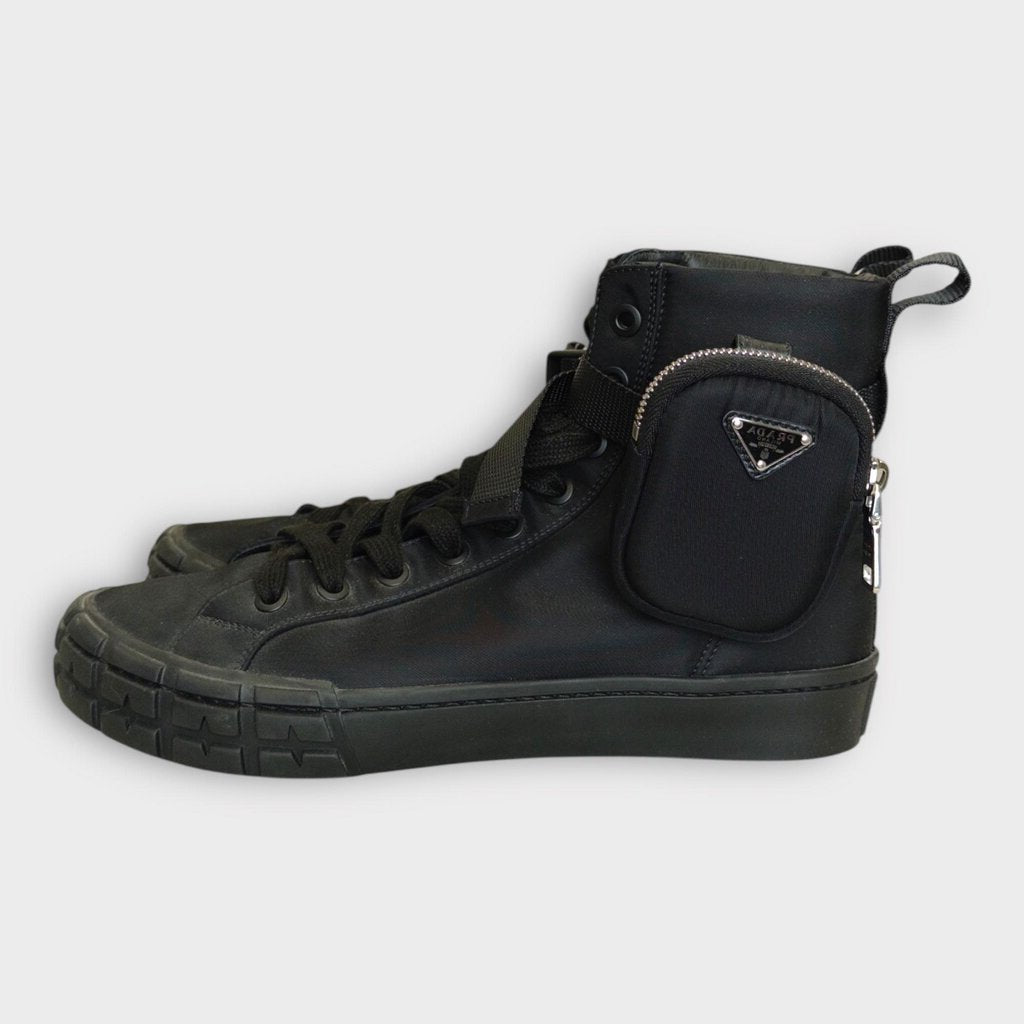 Black Re-Nylon Wheel High Top Sneaker