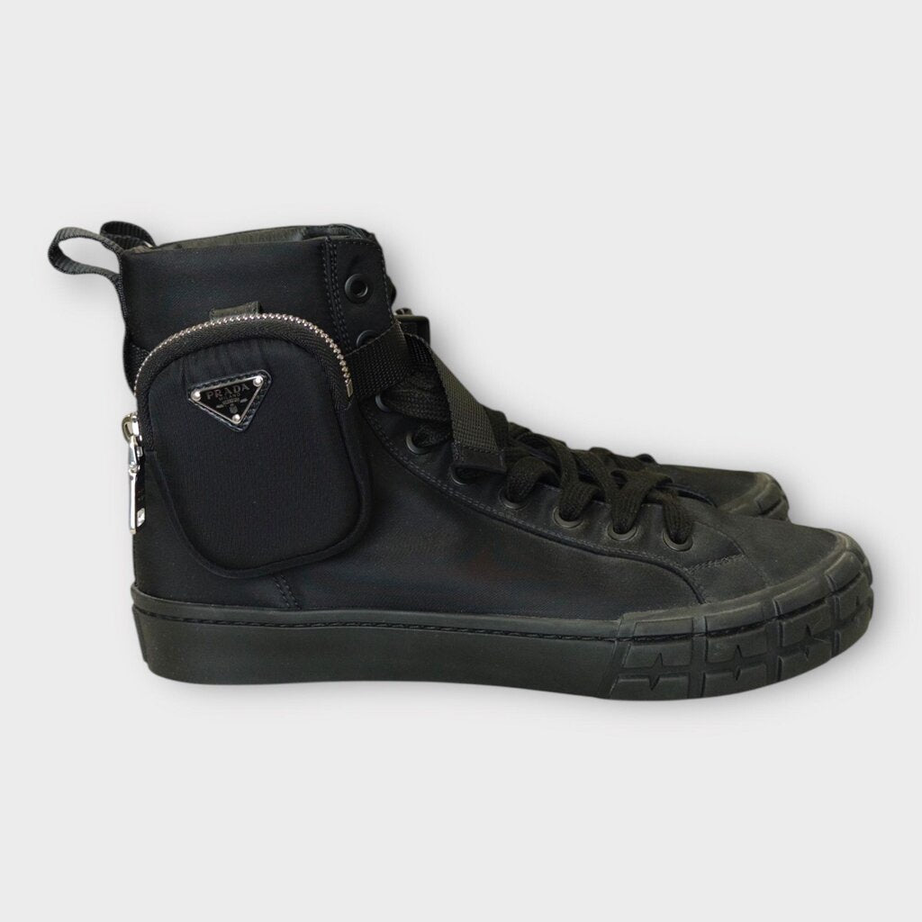 Black Re-Nylon Wheel High Top Sneaker