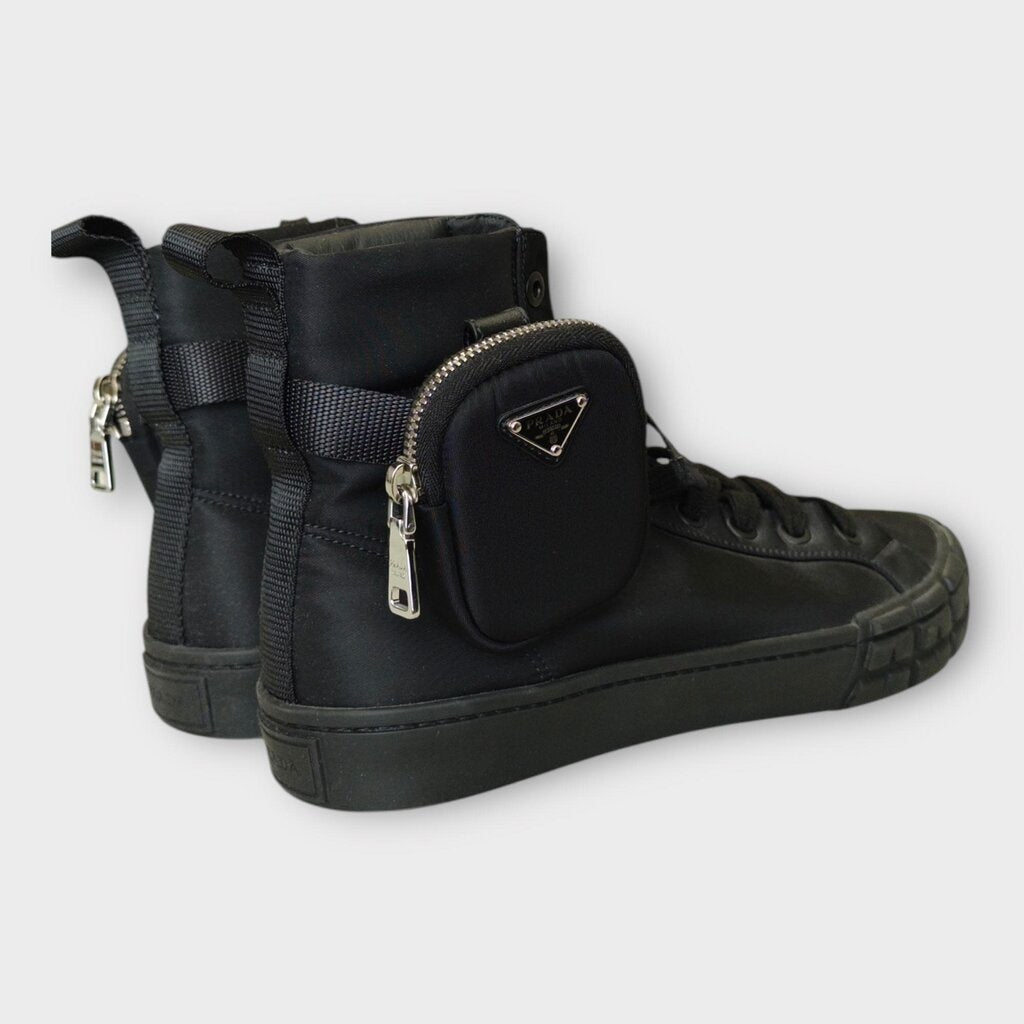 Black Re-Nylon Wheel High Top Sneaker