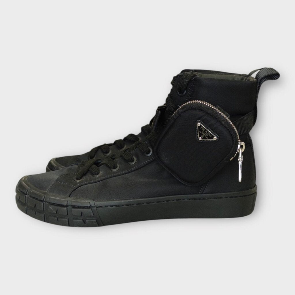 Black Re-Nylon Wheel High Top Sneaker