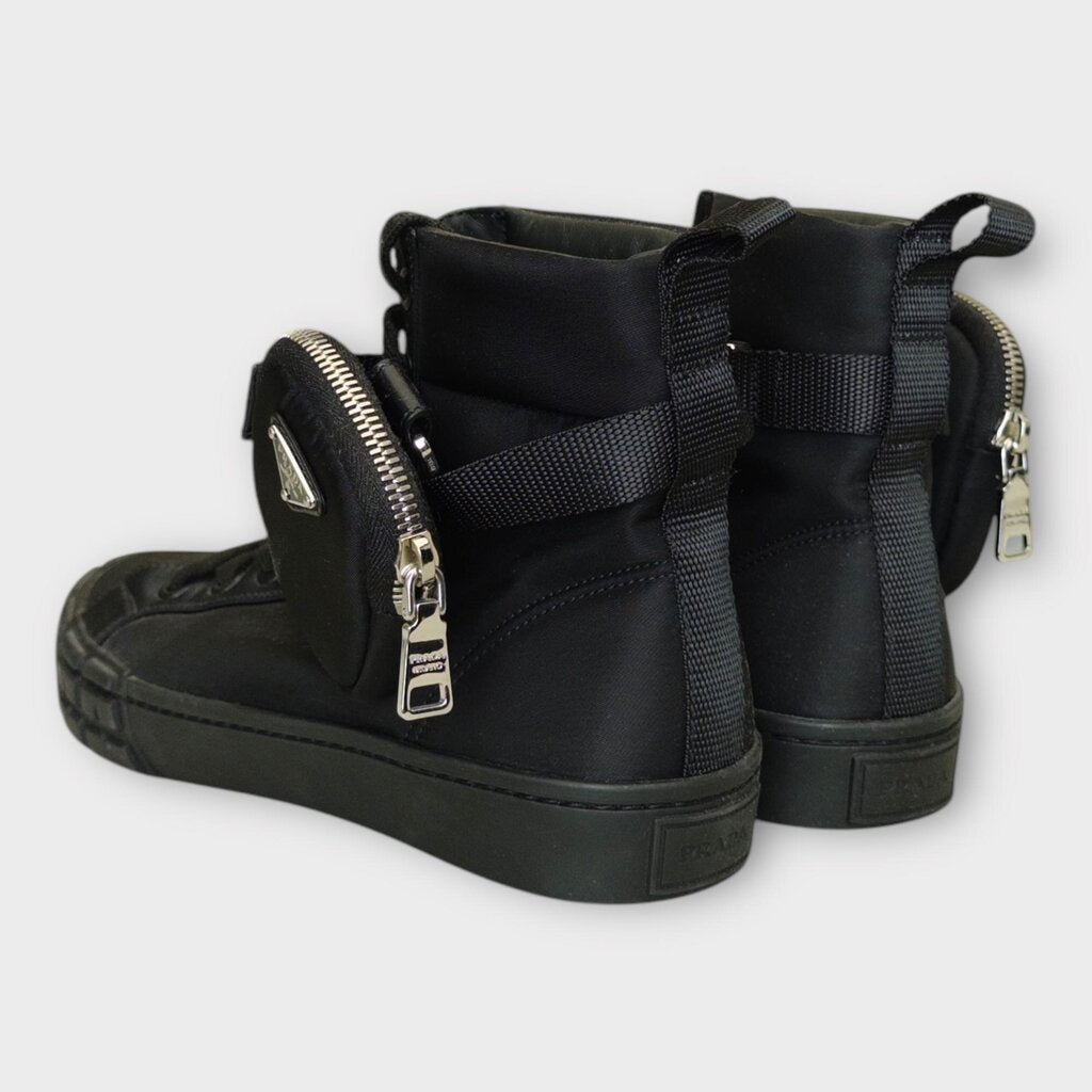 Black Re-Nylon Wheel High Top Sneaker