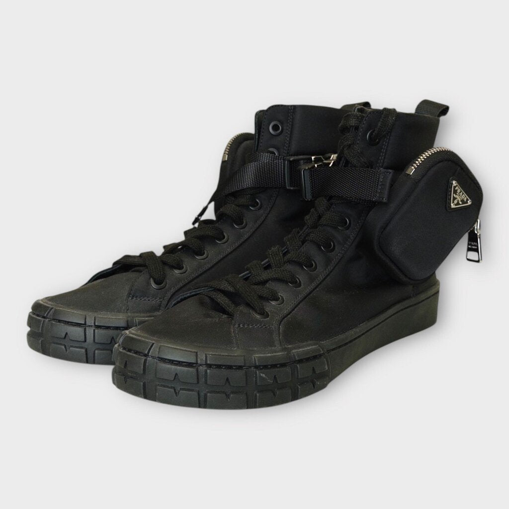 Black Re-Nylon Wheel High Top Sneaker