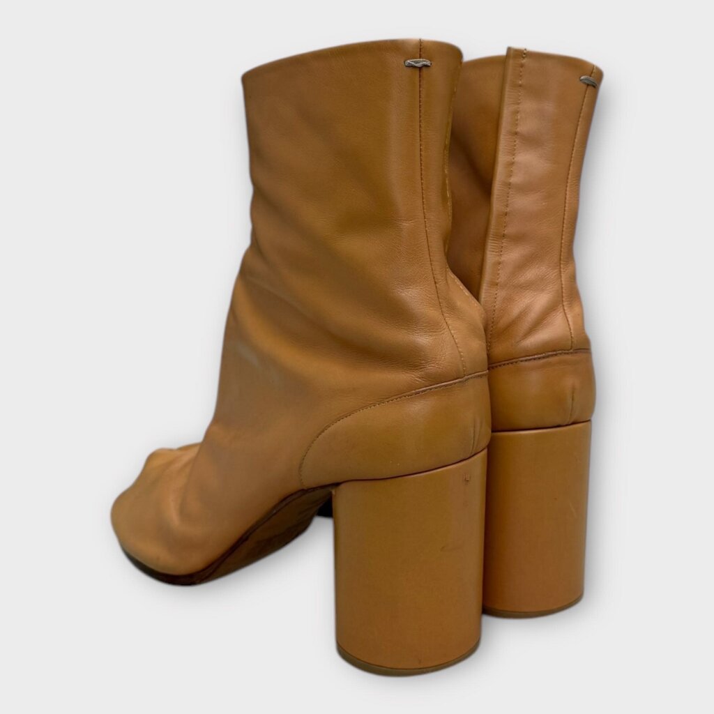 Brown Leather Tabi Toe Ankle Boot