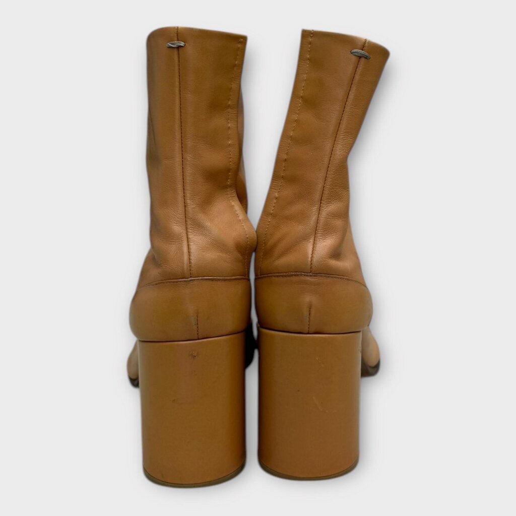 Brown Leather Tabi Toe Ankle Boot