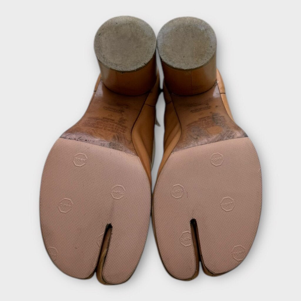 Brown Leather Tabi Toe Ankle Boot