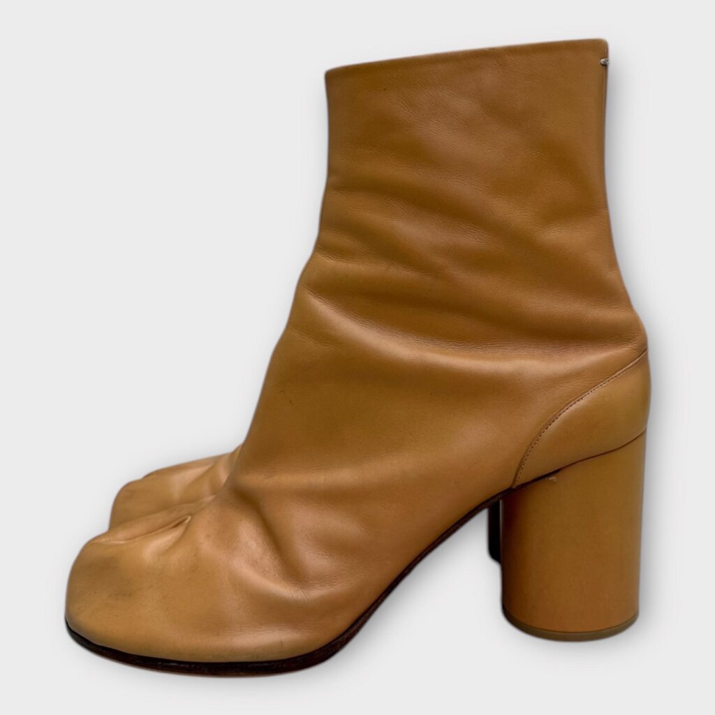 Brown Leather Tabi Toe Ankle Boot