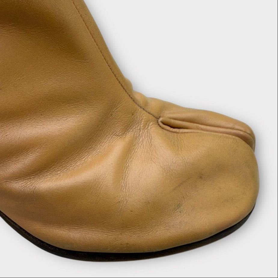 Brown Leather Tabi Toe Ankle Boot