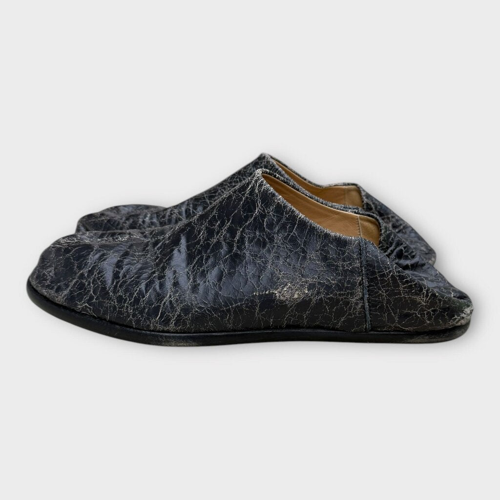 Brown Cracked Leather Tabi Loafer