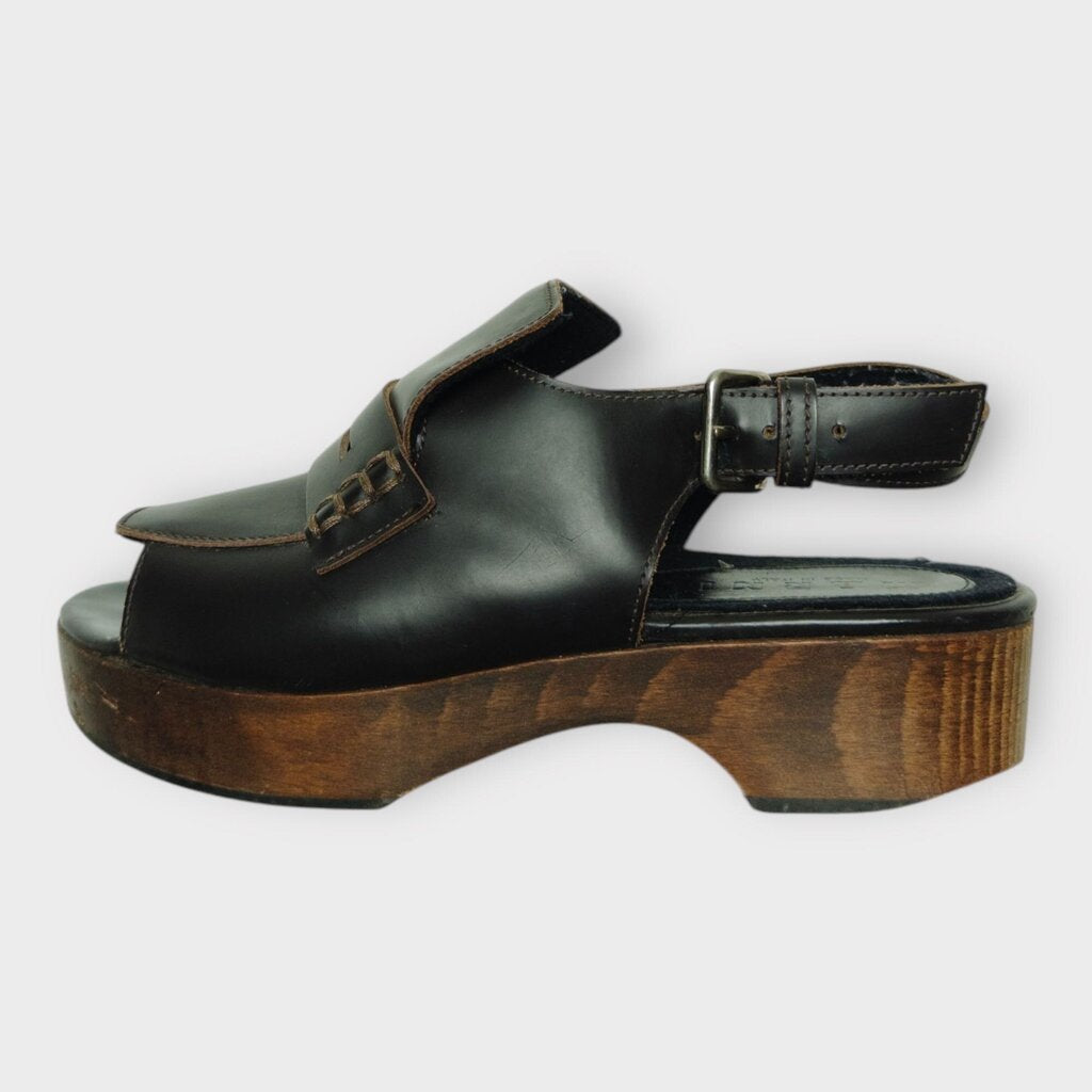 Marni Brown Leather & Wooden Sandals