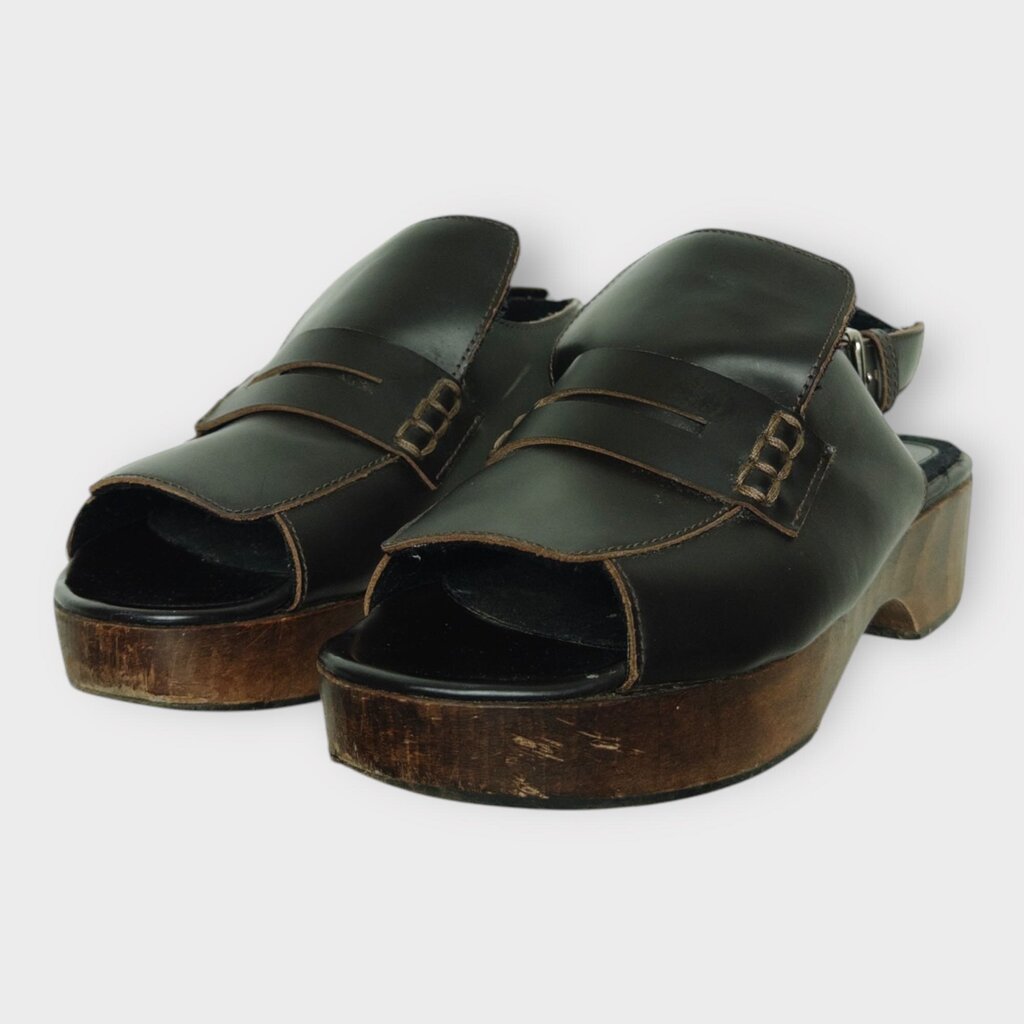 Marni Brown Leather & Wooden Sandals