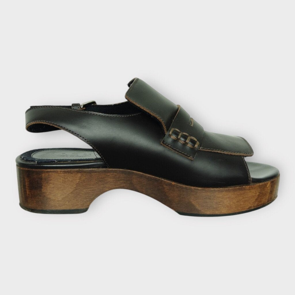 Marni Brown Leather & Wooden Sandals