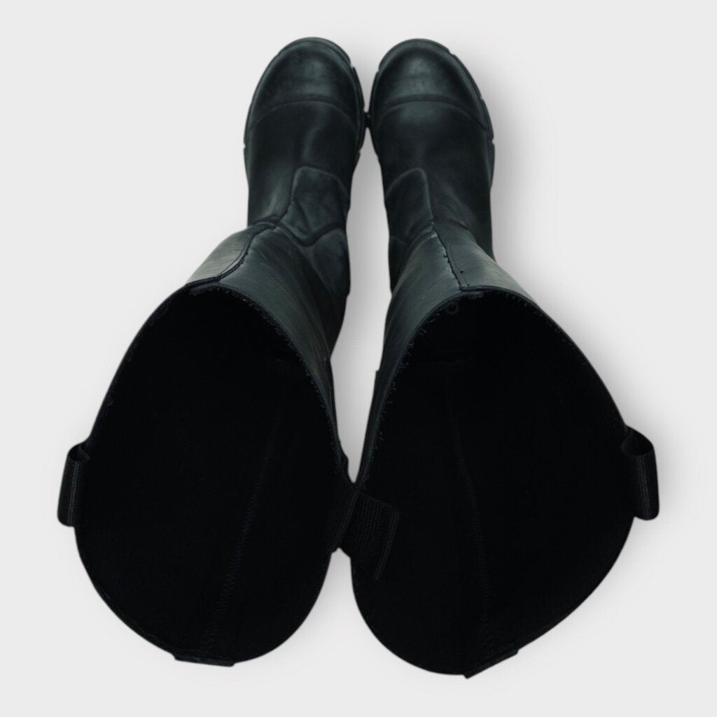 Black Rubber Knee High Rain Boots