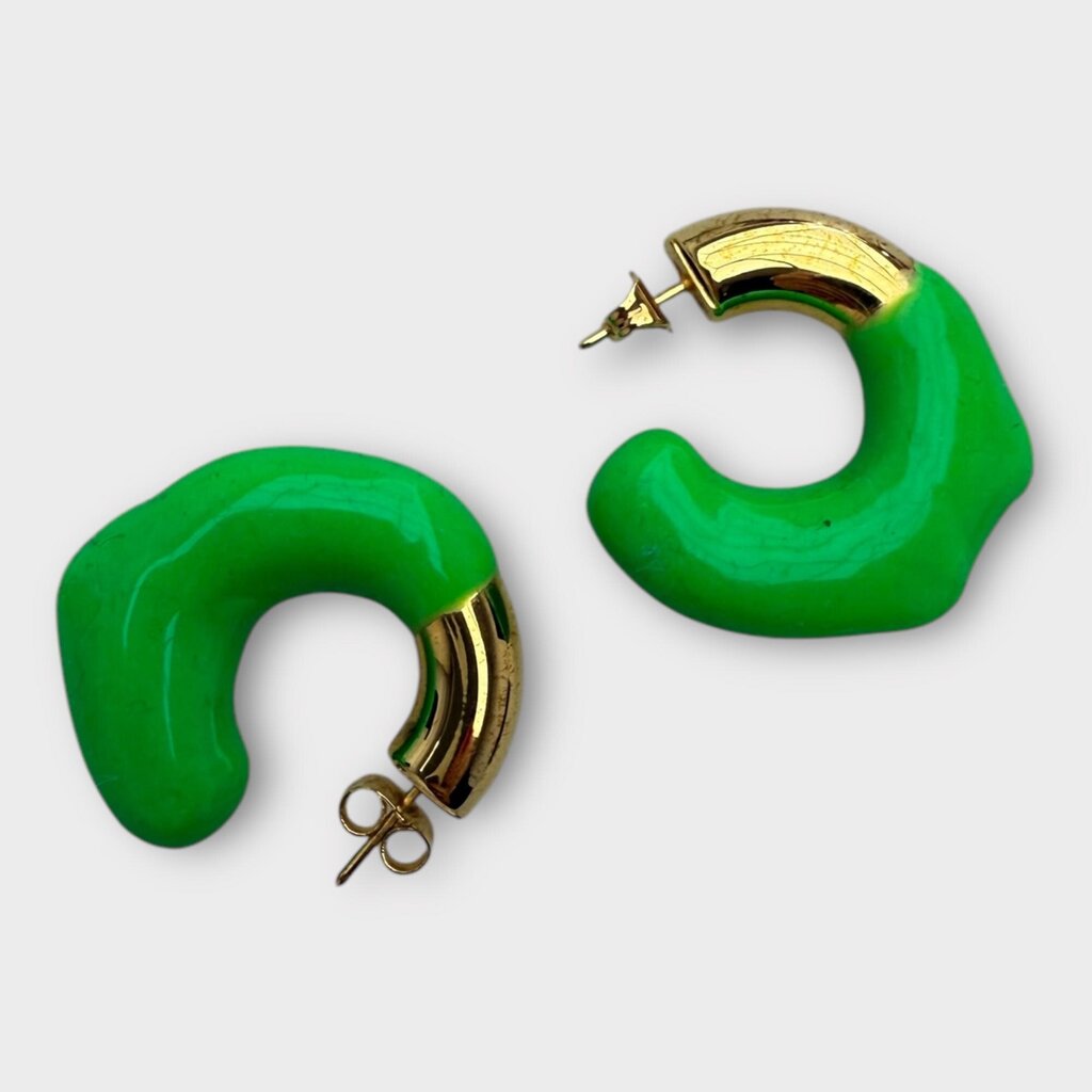Sunnei SSENSE Exclusive Gold & Green Rubberized Earrings