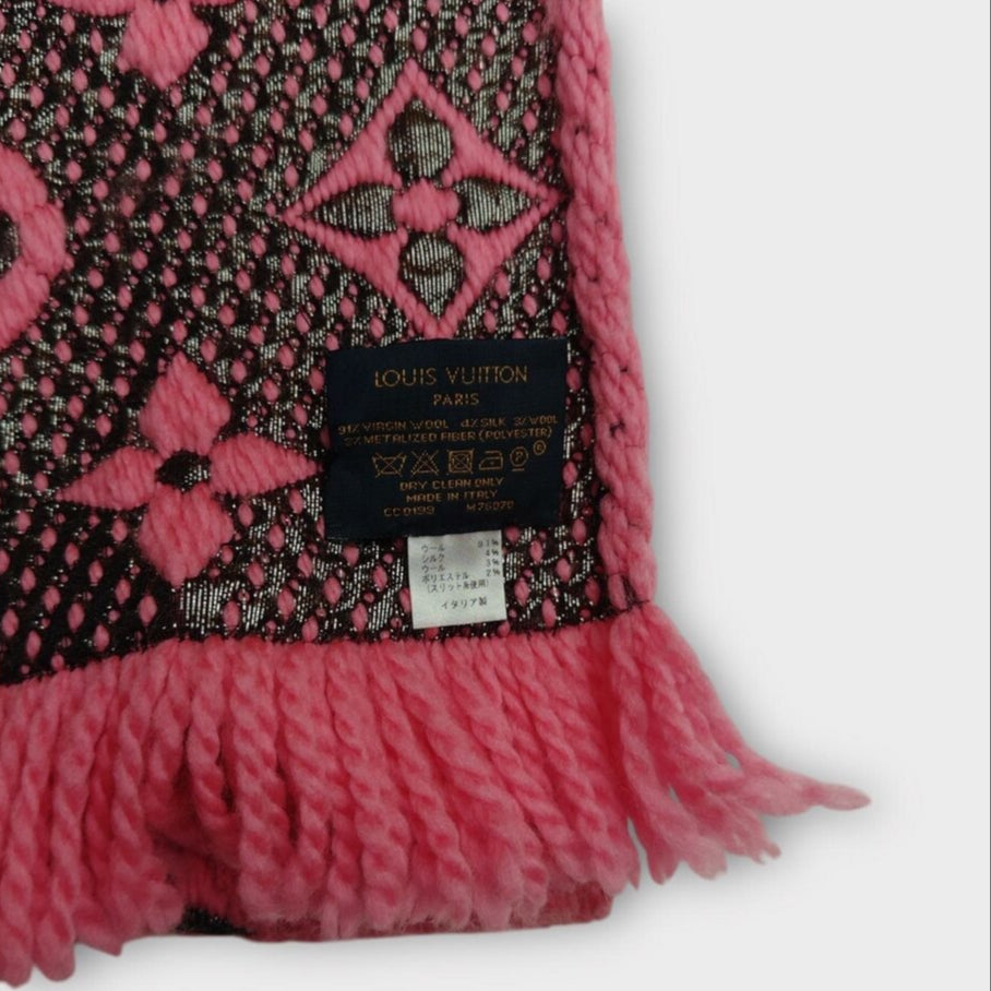Hot Pink Wool Logomania Scarf