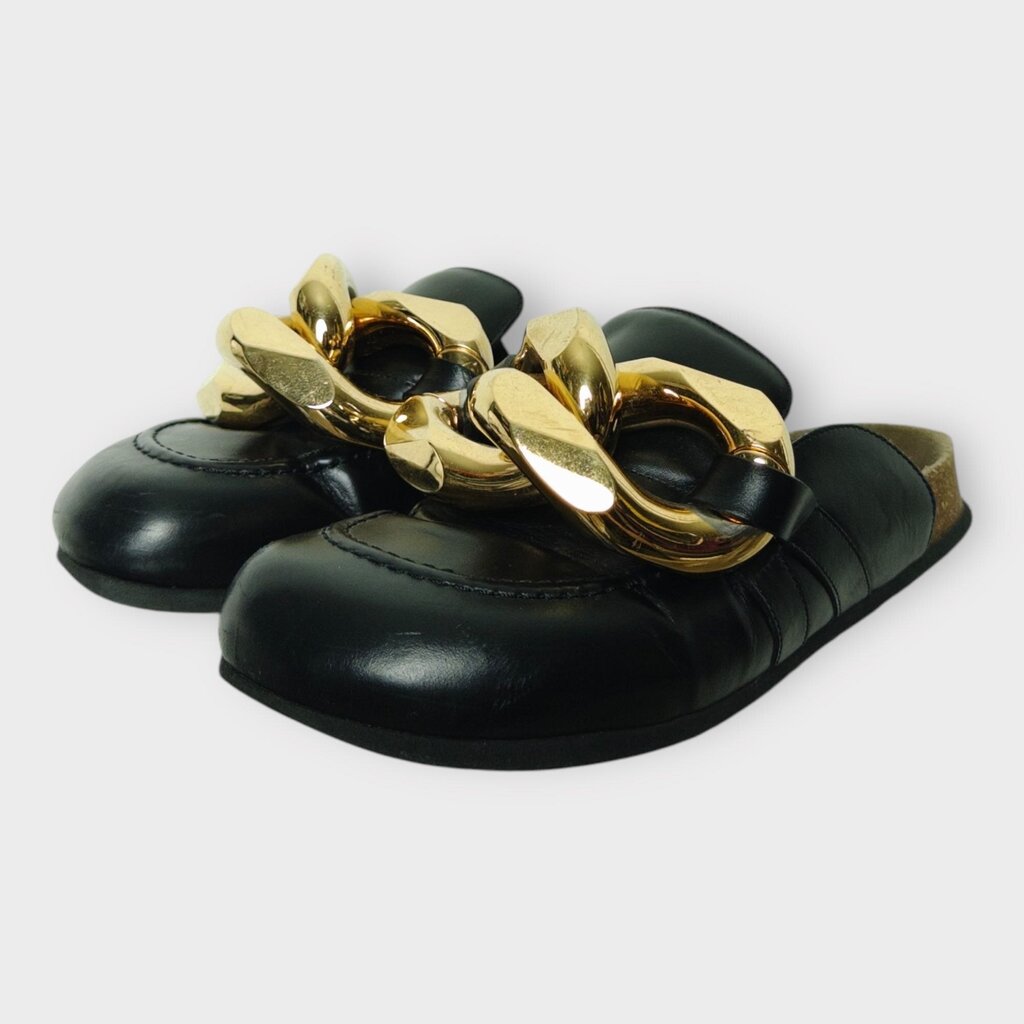 JW Anderson Black Gold Chain Loafer Mules