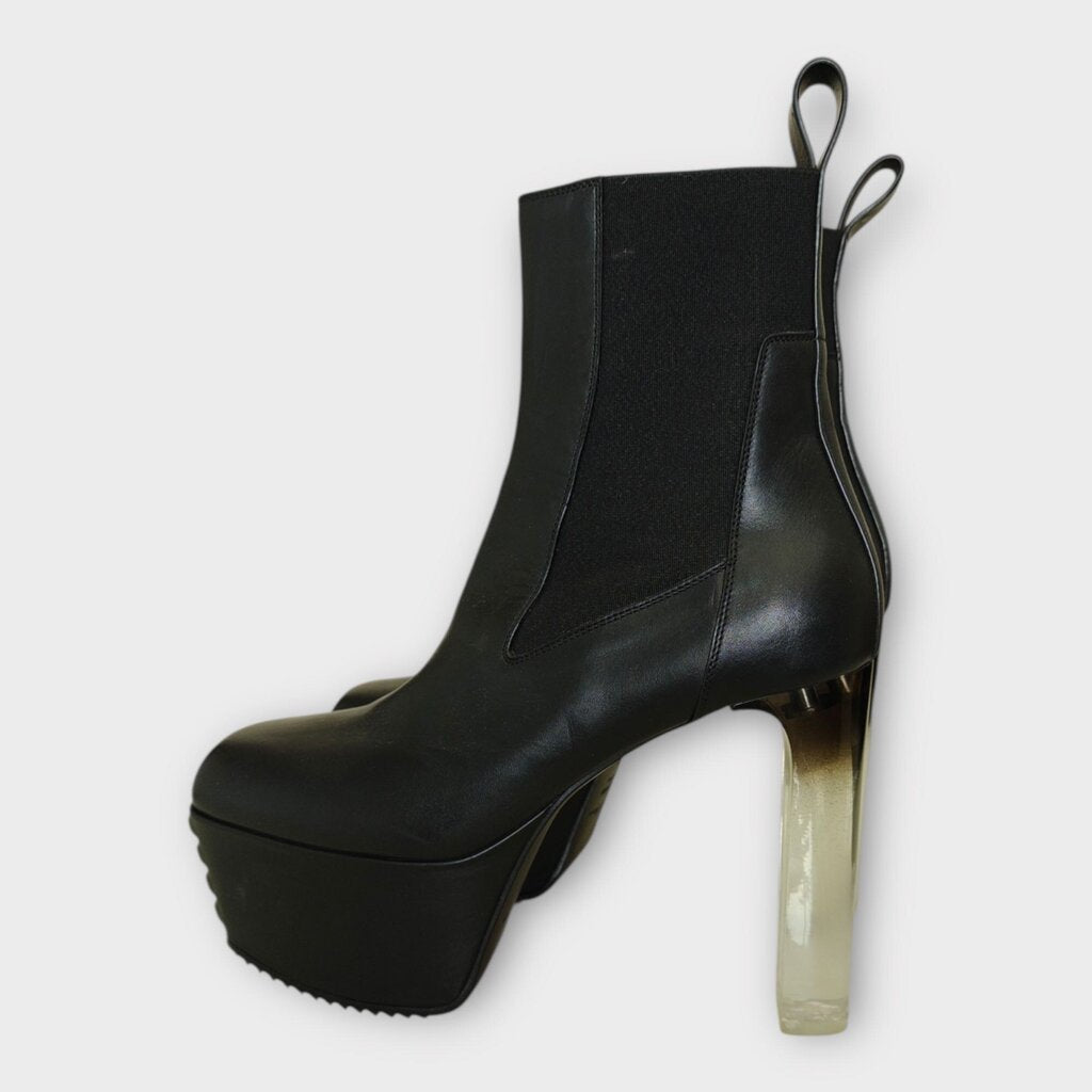Rick Owens Black Leather Grill Beatle Platform Boot