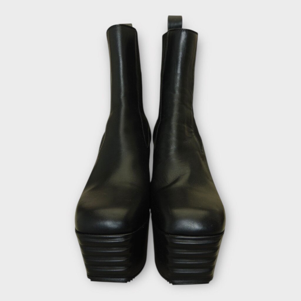 Rick Owens Black Leather Grill Beatle Platform Boot