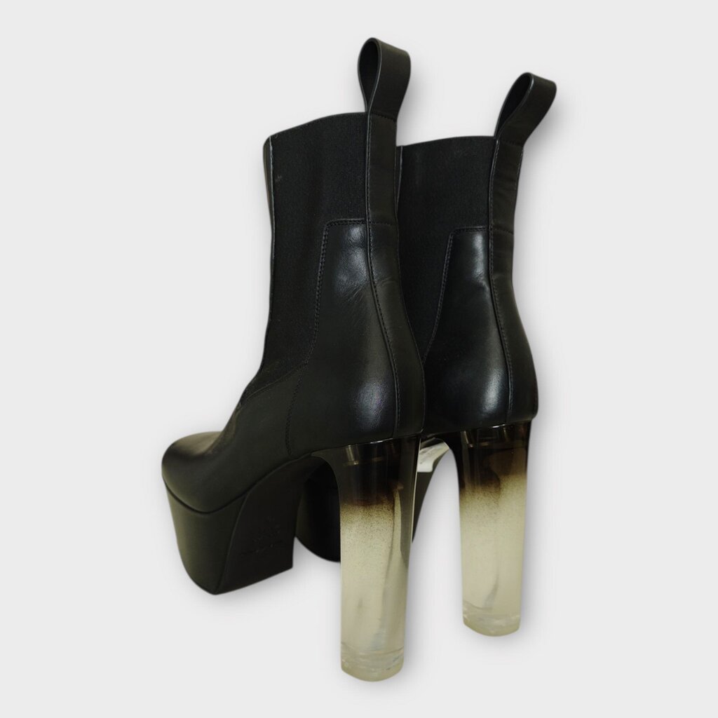 Rick Owens Black Leather Grill Beatle Platform Boot