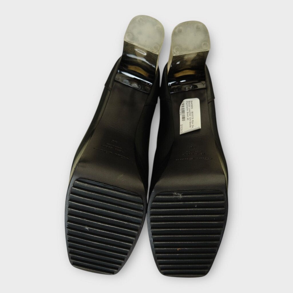 Rick Owens Black Leather Grill Beatle Platform Boot