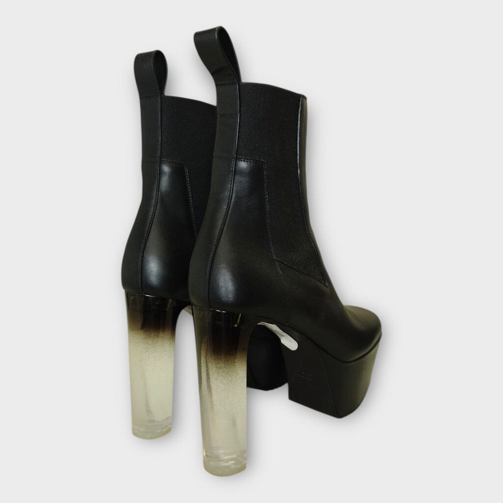Rick Owens Black Leather Grill Beatle Platform Boot