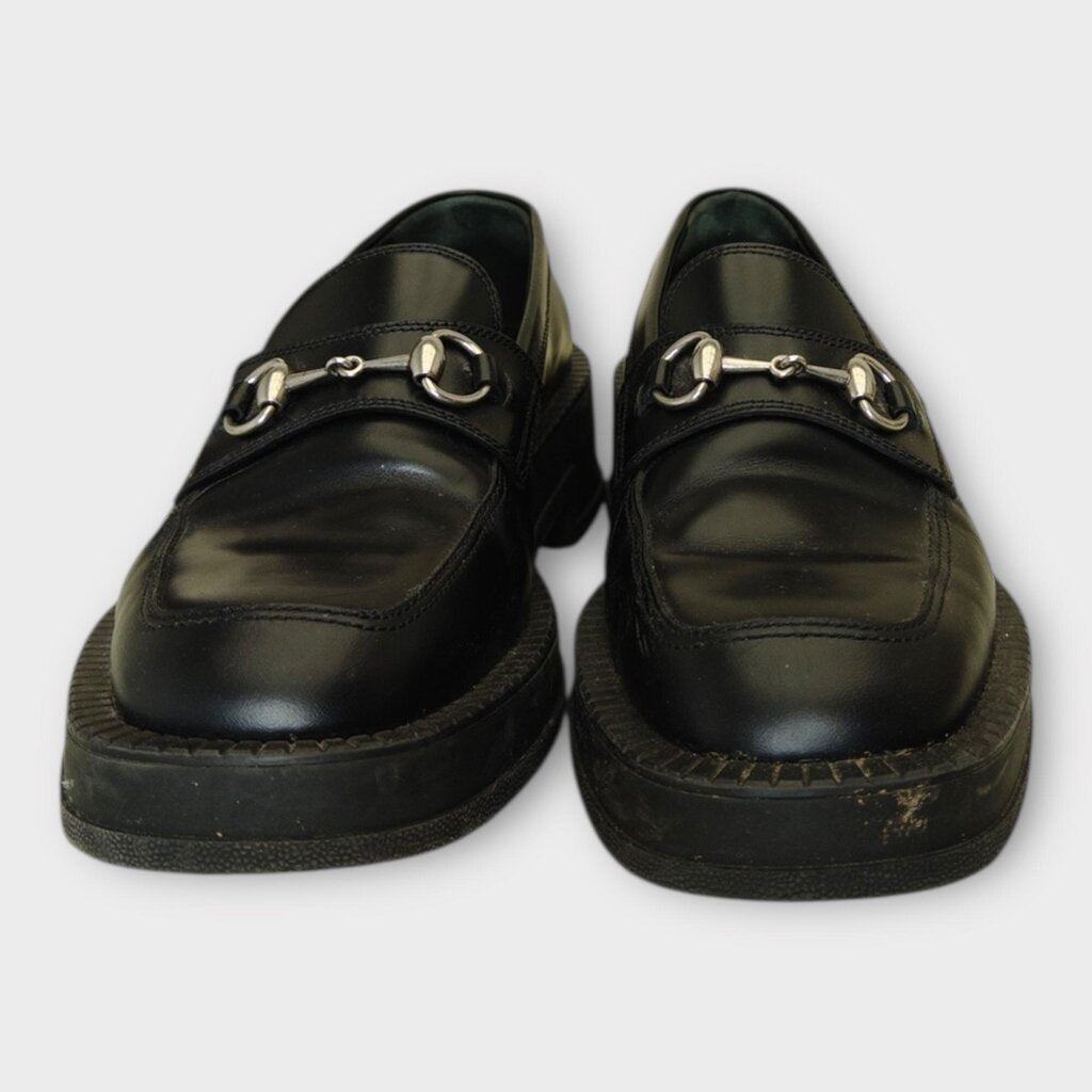 Gucci Black Horsebit Platform Loafers