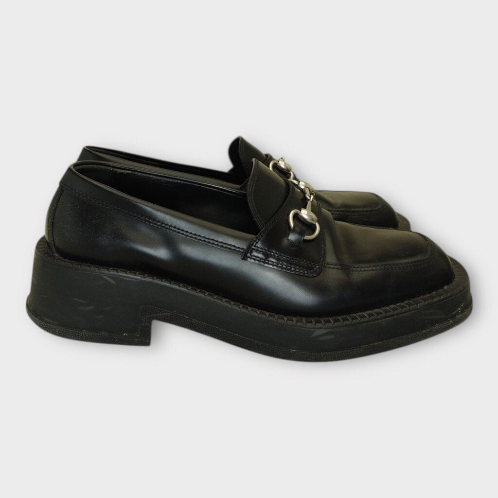 Gucci Black Horsebit Platform Loafers