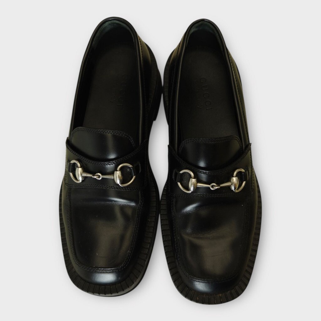 Gucci Black Horsebit Platform Loafers