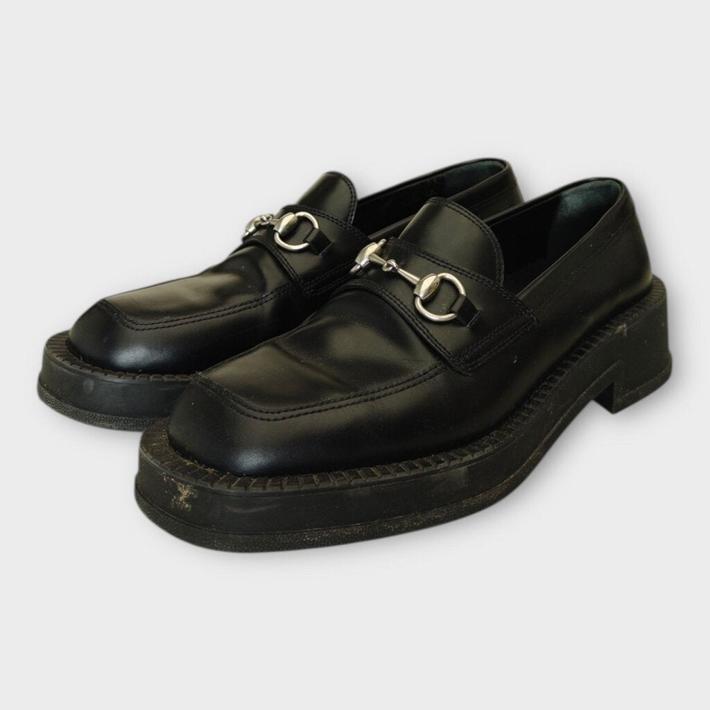 Gucci Black Horsebit Platform Loafers