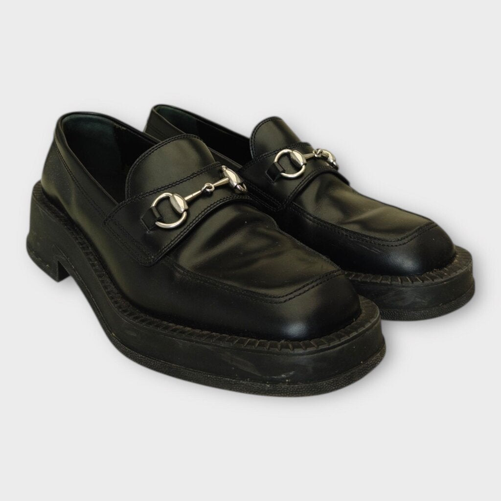 Gucci Black Horsebit Platform Loafers